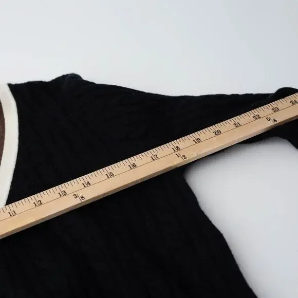 Sandro Alizia Navy V-Neck Black Knit Wool Sweater - Picture 8 of 10